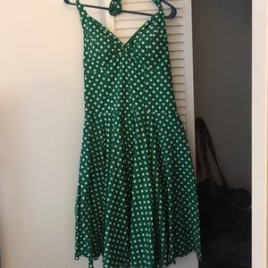 Green Polka Dot Vintage Halter Dress